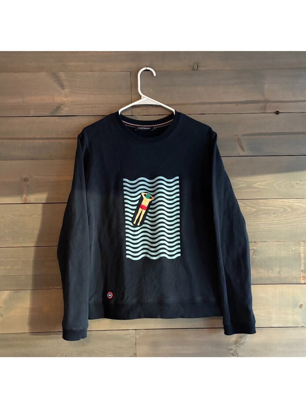 LE SLIP FRANCAIS | Mens Navy Blue Graphic Pullover Sweatshirt Size Medium